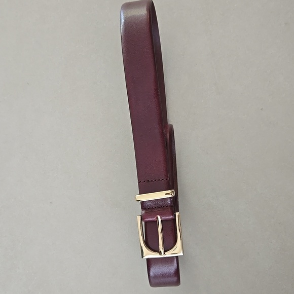 Zara 100% Brown Leather Elegant Belt with Gold Square Buckle - Picture 3 of 5